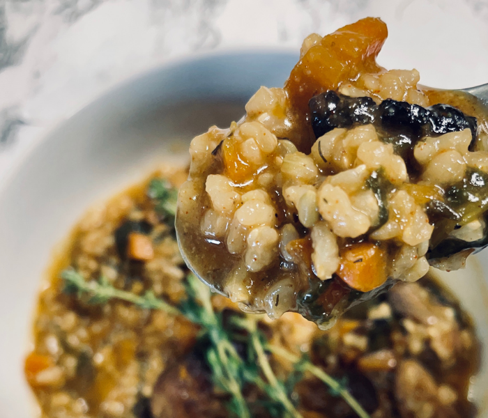 Mushroom soup with rice